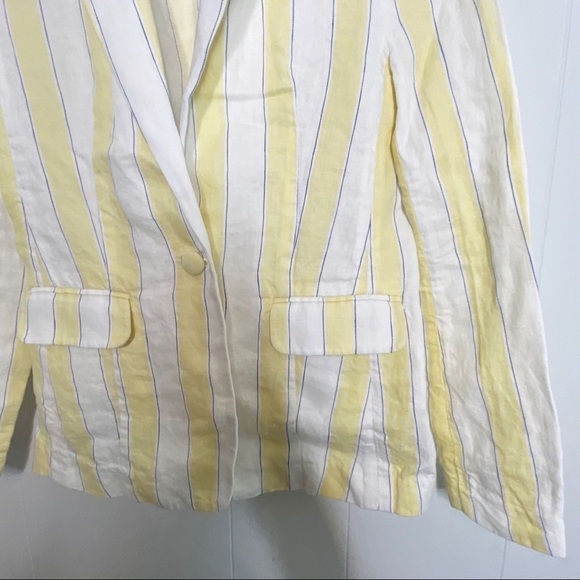 Frame Jacket Yellow White Striped Linen Blazer Jacket 2 - Picture 4 of 8